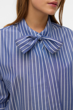 Islunn Bow Shirt - Dark Denim Snow White