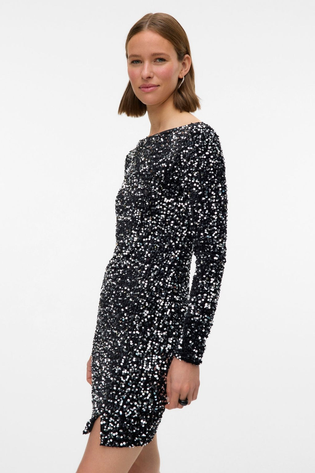 Bella kratka haljina - crno srebro