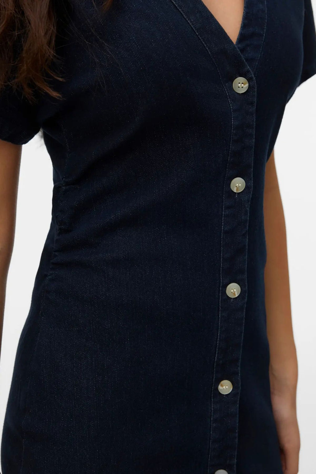 Sanni V-Neck Dress - Dark Blue Denim