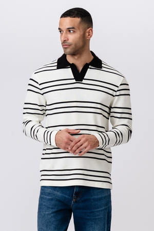 Polo Long-sleeved Striped - Ecru