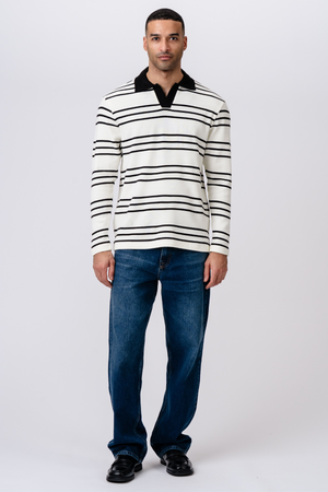 Polo Long-sleeved Striped - Ecru