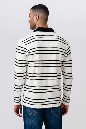 Polo Long-sleeved Striped - Ecru