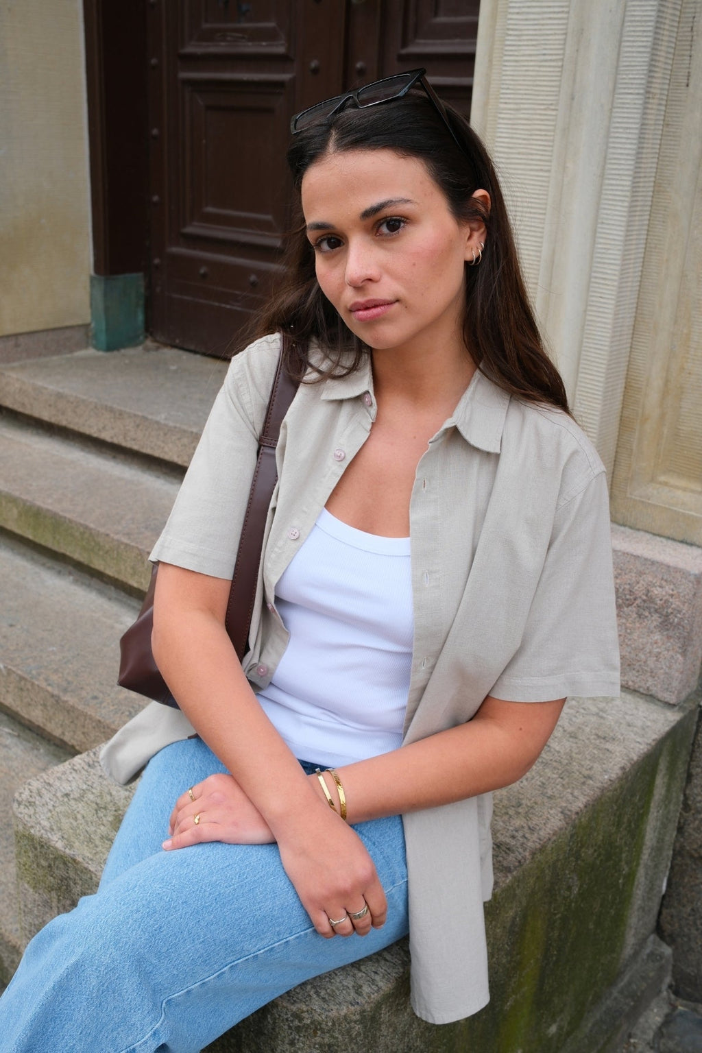 Short Sleeve Linen Shirt - Sand