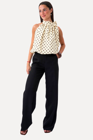 Wilma Top - Yellow/Brown Dots