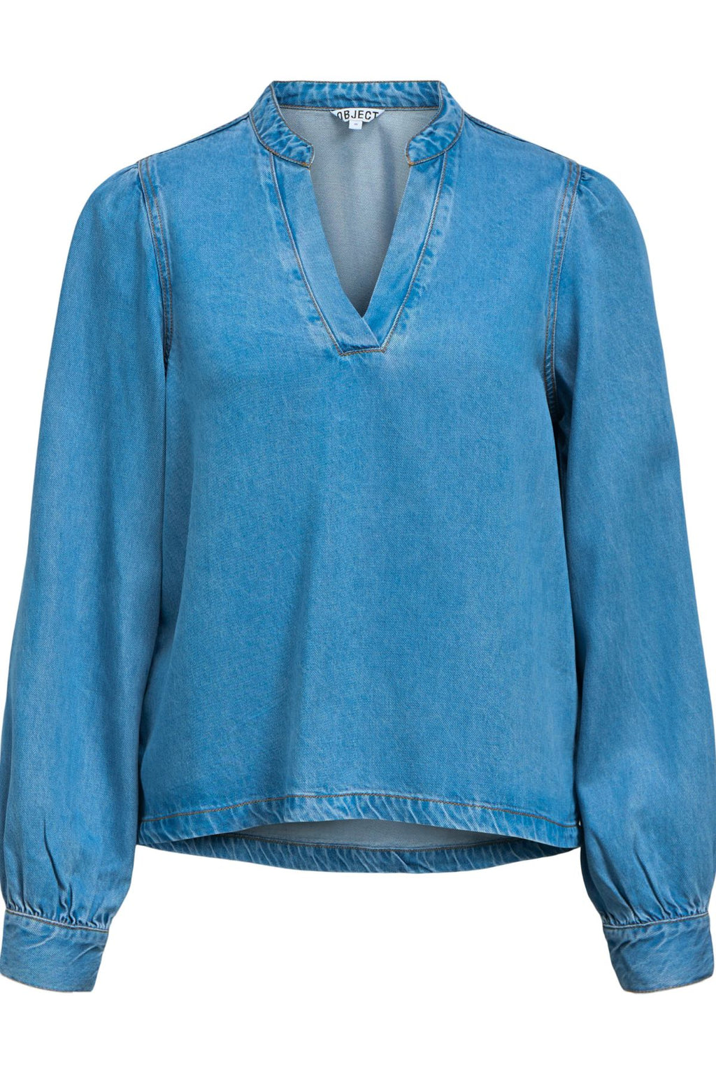 Frame V-Neck Re Denim Top - Light Blue Denim