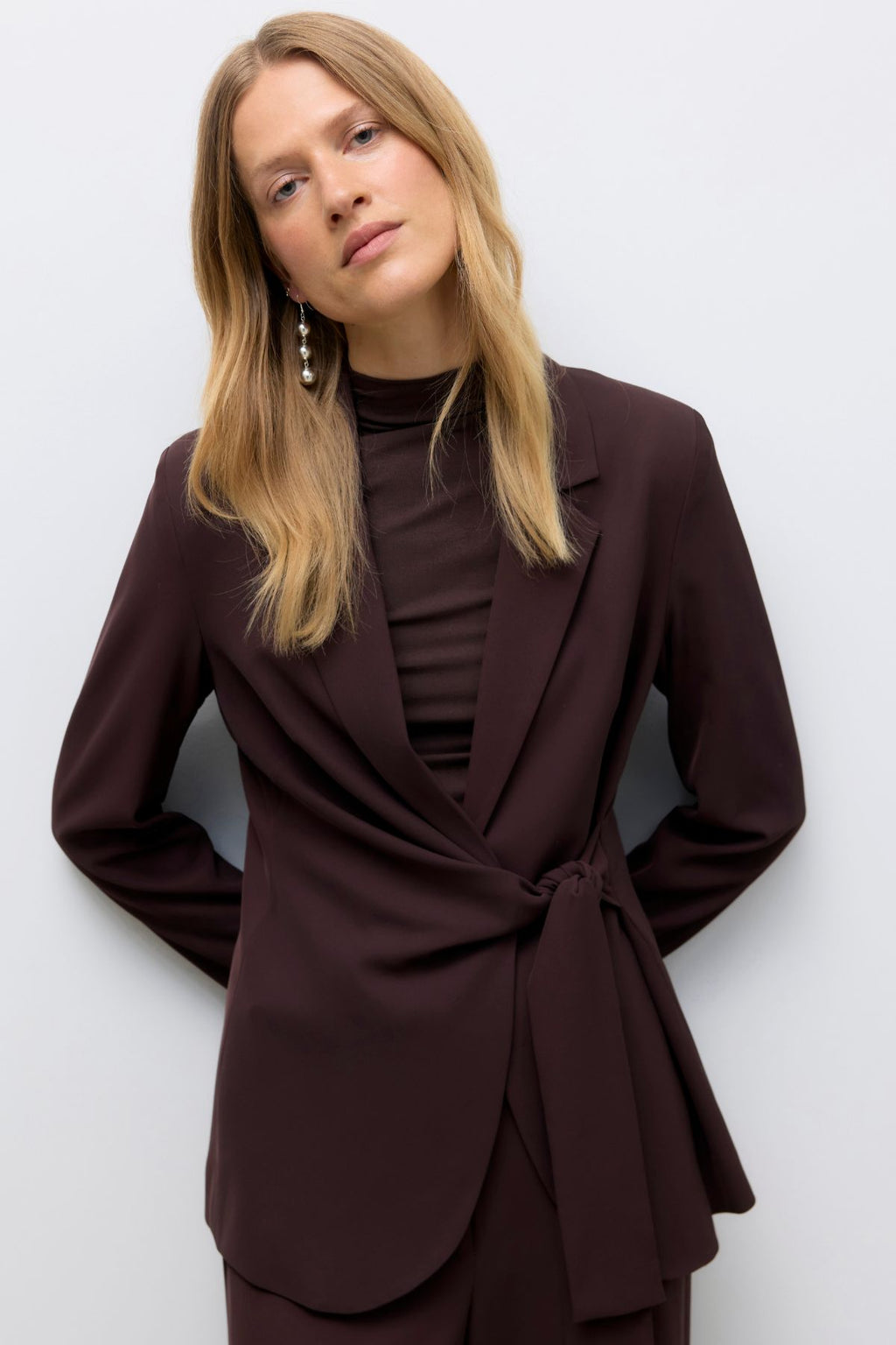 Upama Tie Blazer - Chocolate Plum