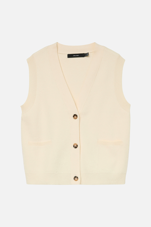 Saba V-Neck Button Vest - Birch