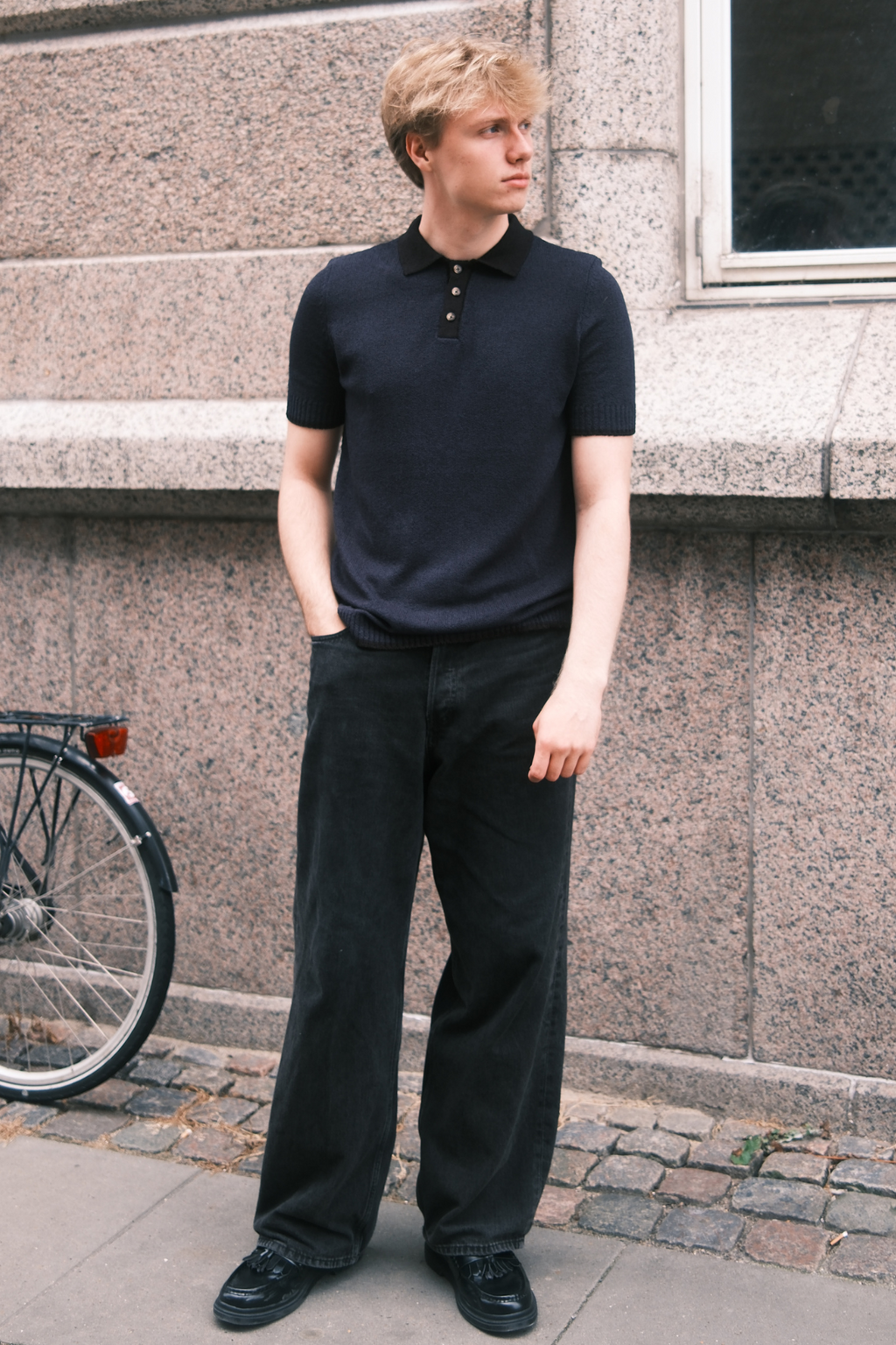 Pleteni polo - mornarica