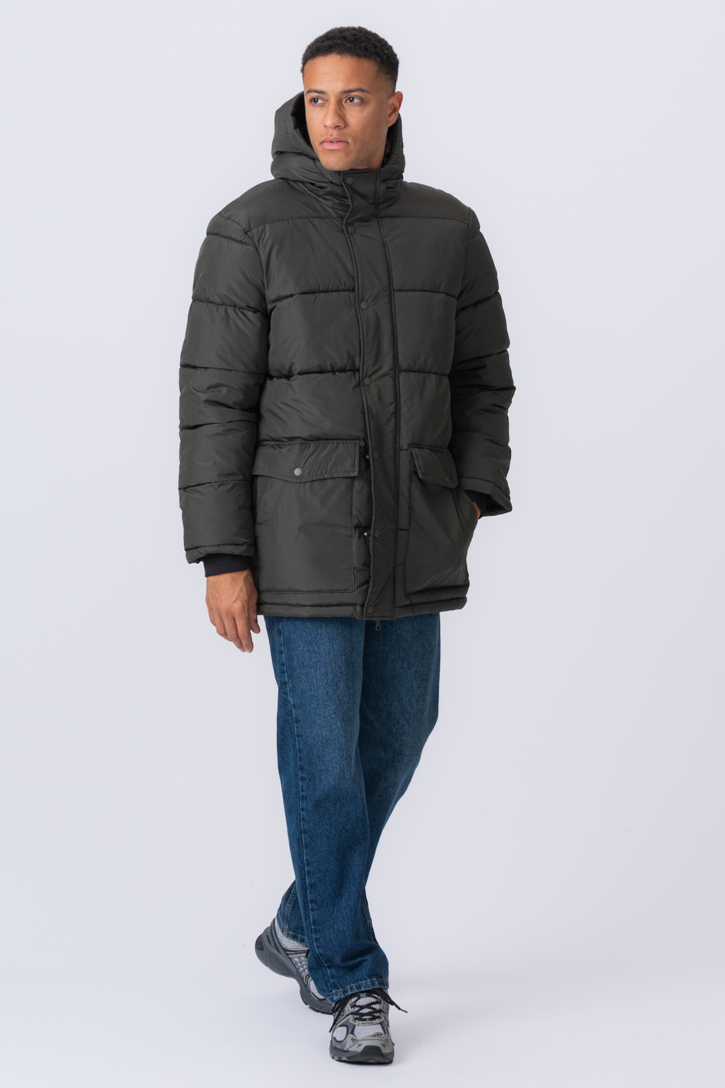 Long Puffer Jacket - Olive