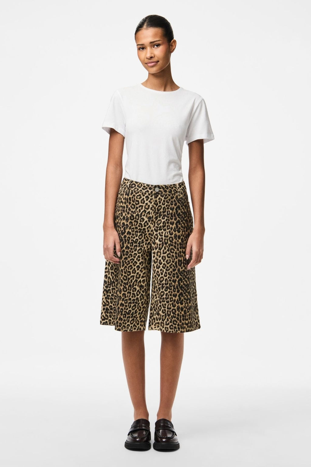 Denim leathan salume Shorts - Leo piobar bán