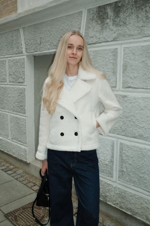 Shearling Short Coat - Chalk