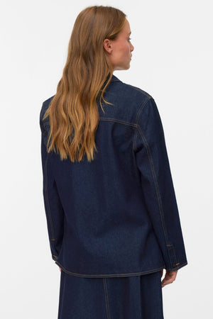 Kanika Denim Blazer Shirt - Dark Blue Denim