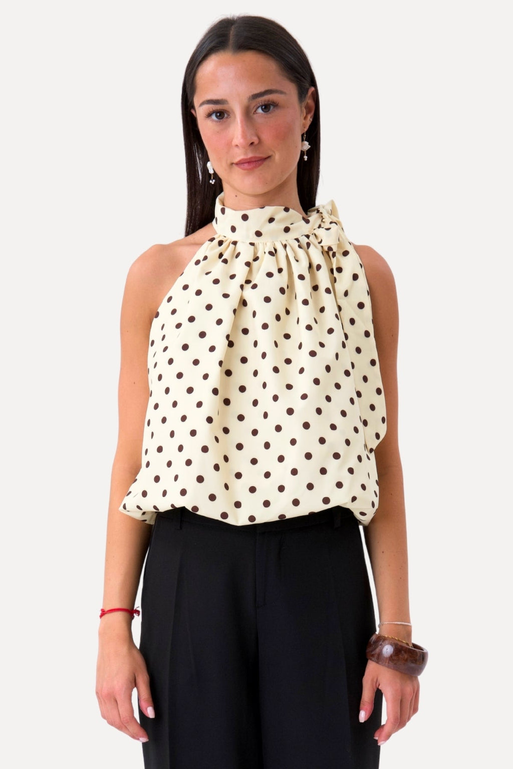 Wilma Top - Yellow/Brown Dots