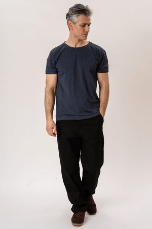 Deep Neck T-shirt - Mottled Blue