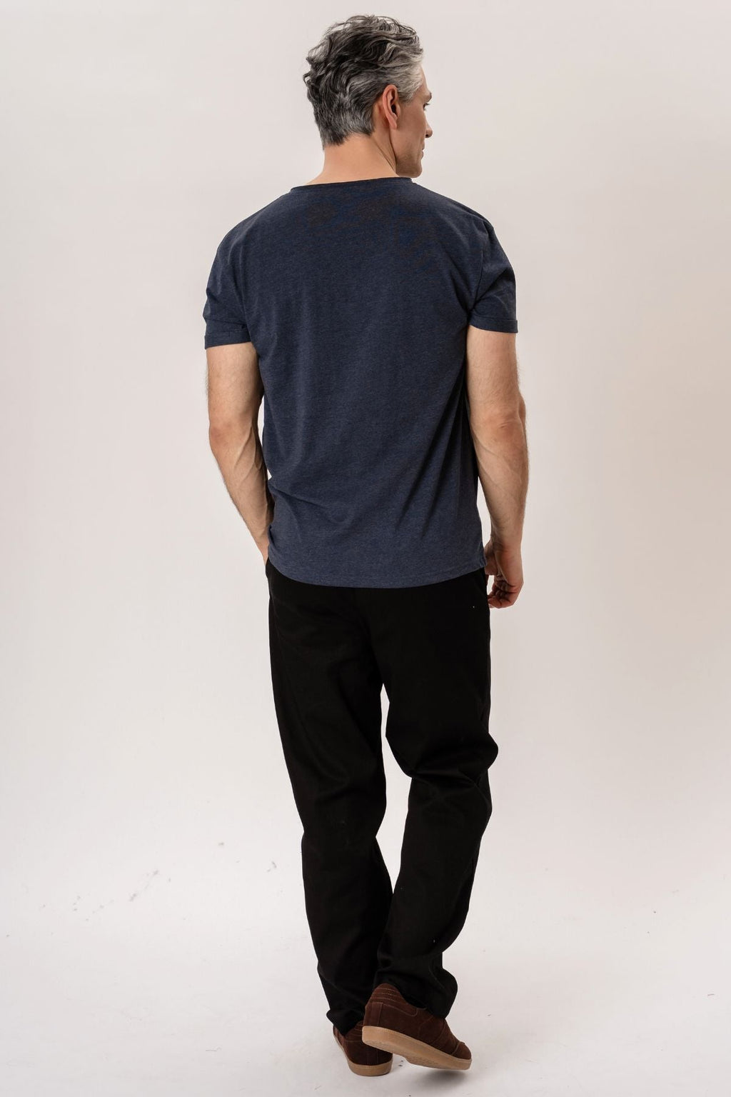 Deep Neck T-shirt - Mottled Blue