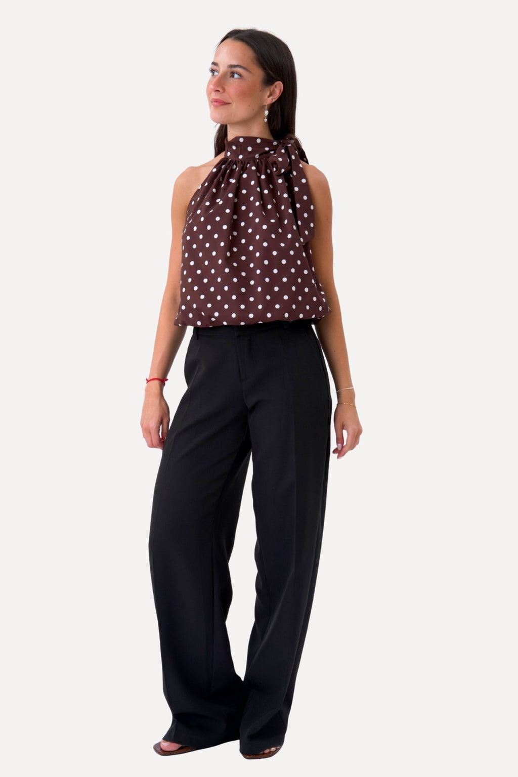 Wilma Top - Brown/White Dots