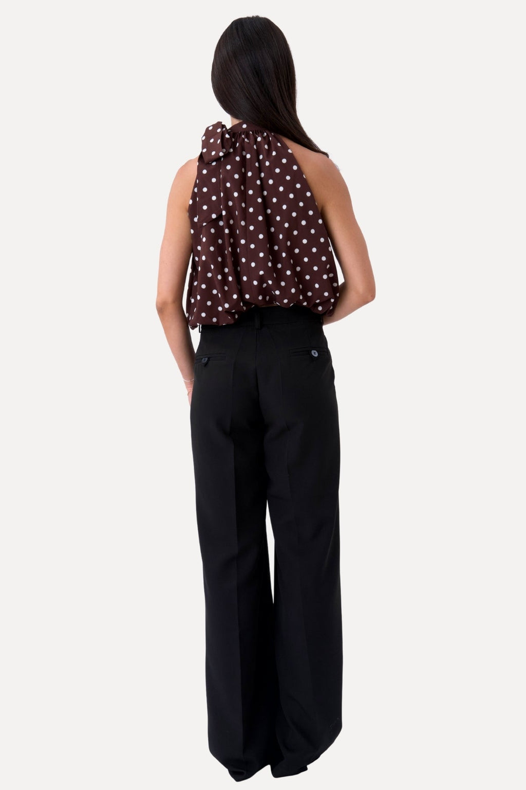 Wilma Top - Brown/White Dots