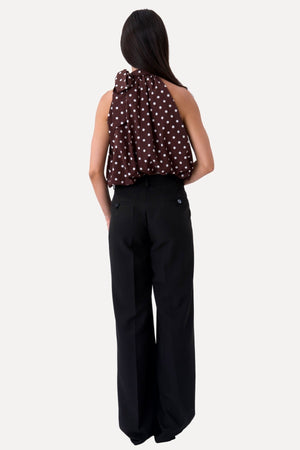 Wilma Top - Brown/White Dots