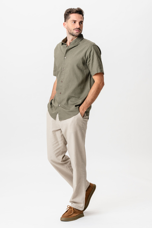 Majica s posteljinom kratkih rukava - vojska