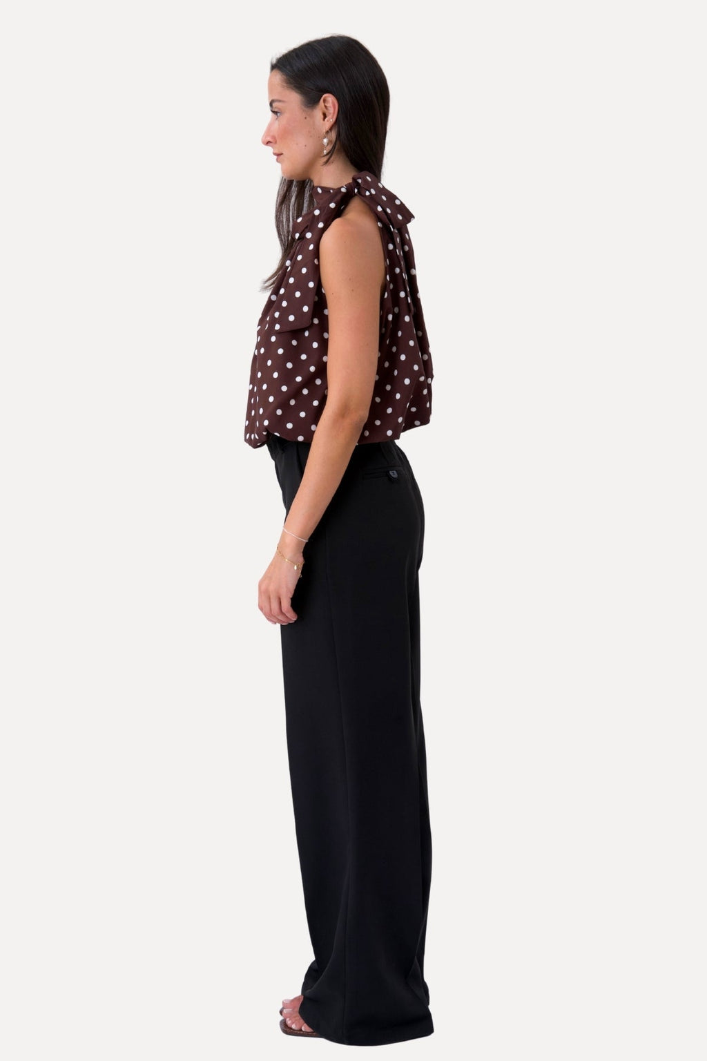 Wilma Top - Brown/White Dots