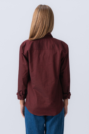 Boyfriend Oxford Shirt - Burgundy