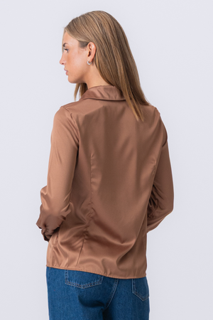 Lucy Tie Shirt - Brown