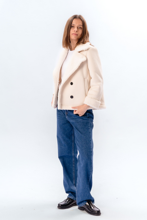 Shearling Short Coat - Chalk