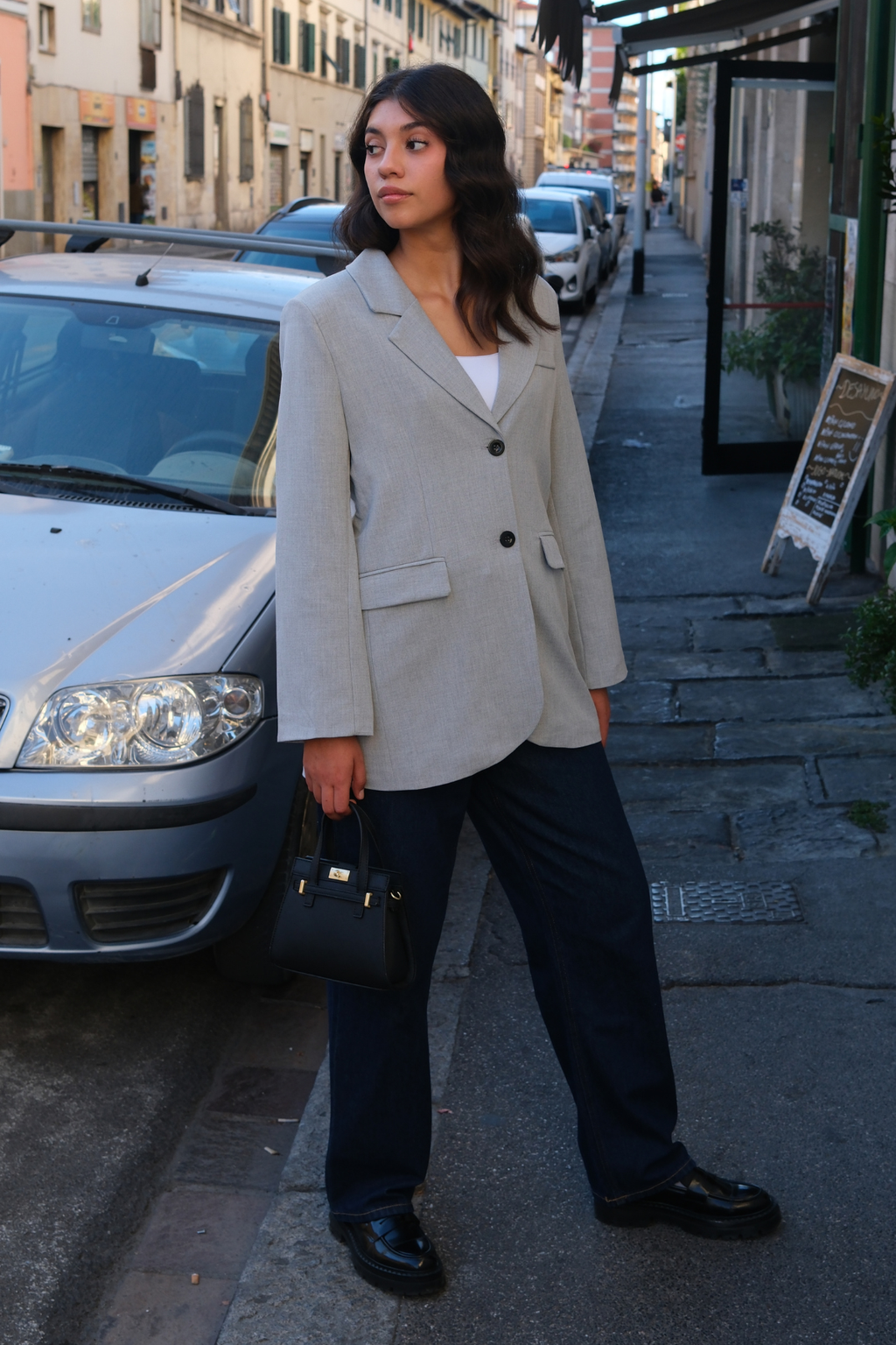 Claire Oversized Blazer - Light Grey