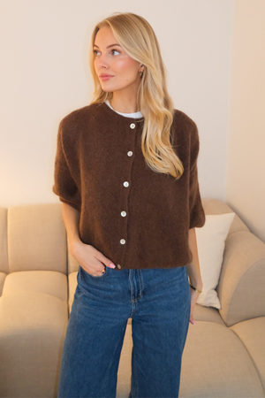 Mary Short Sleeved Knit - Brown