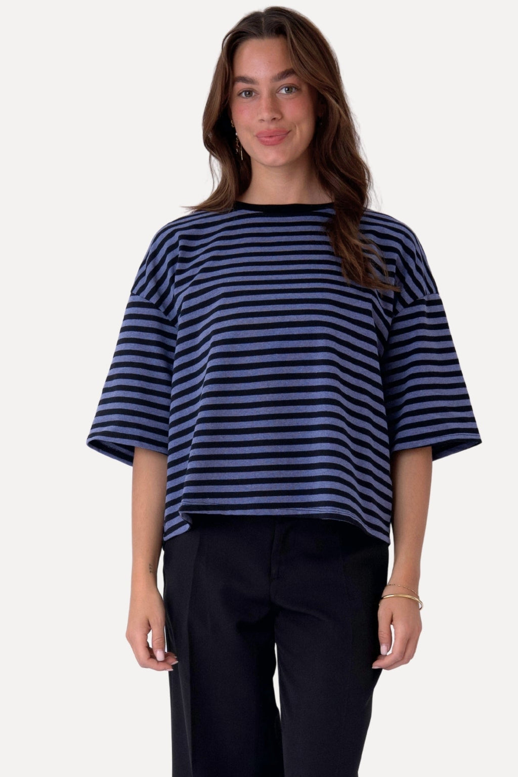 T-léine Zoe - Dubh/Denim Gorm