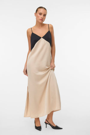 Joy Singlet Ankle Dress - Black Cement Contrast