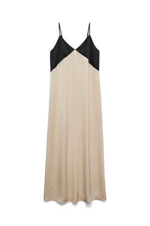 Joy Singlet Ankle Dress - Black Cement Contrast