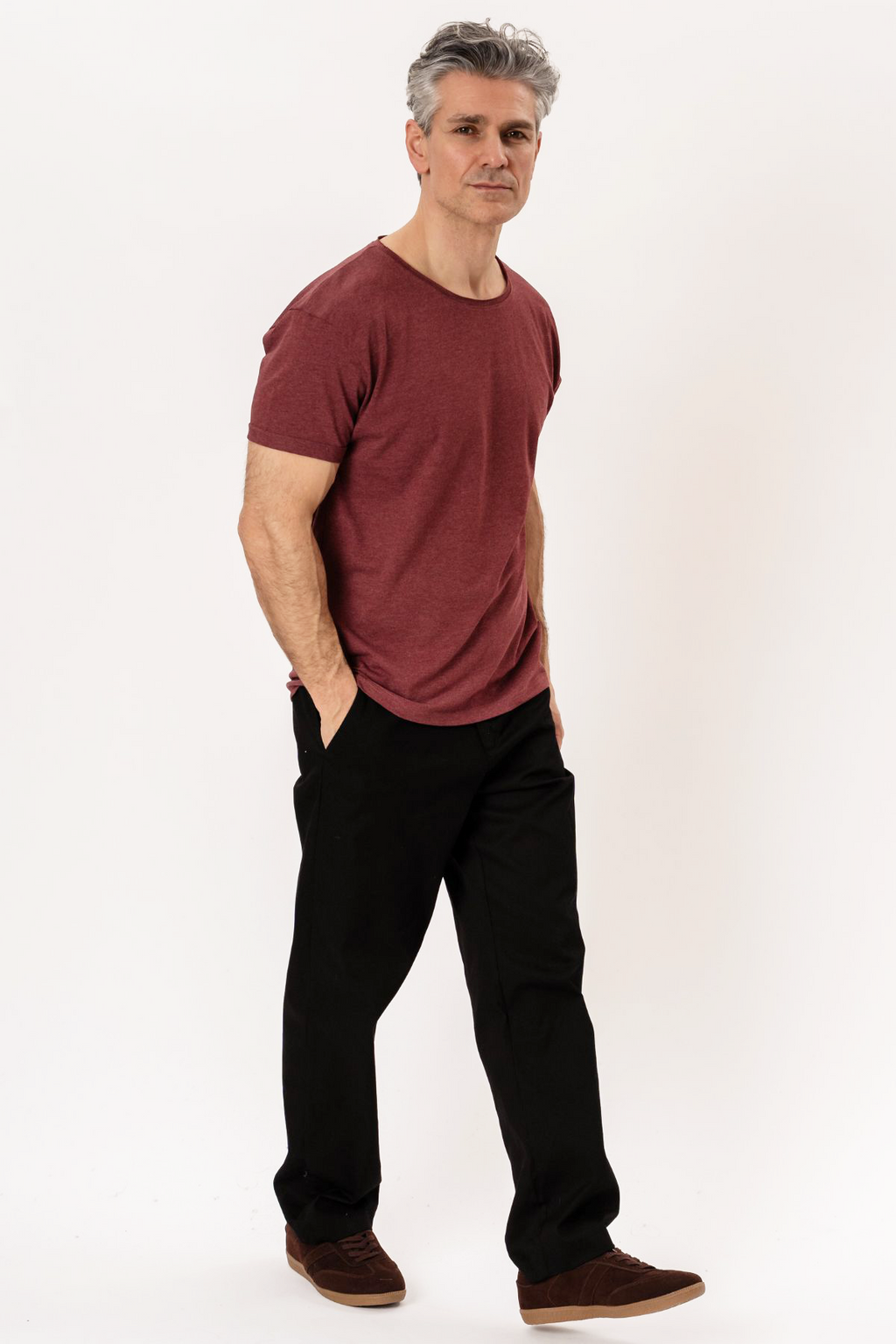 Deep Round Neck - Mottled Red