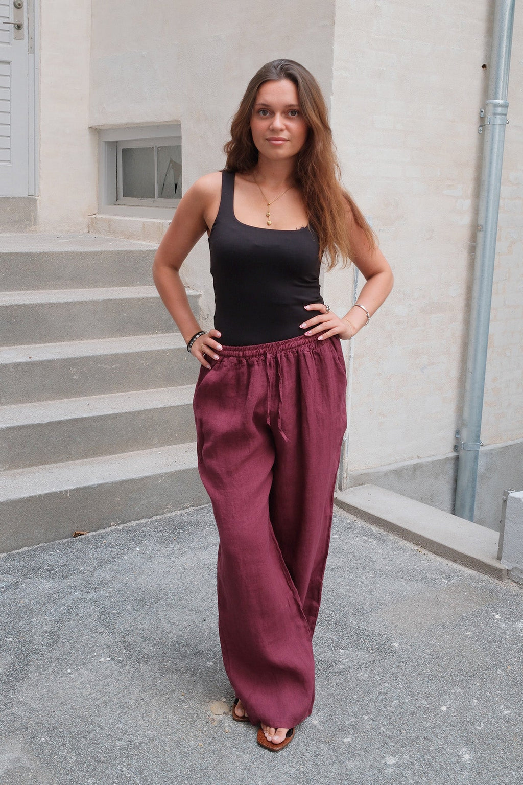 Astrid Linen Pants - Red