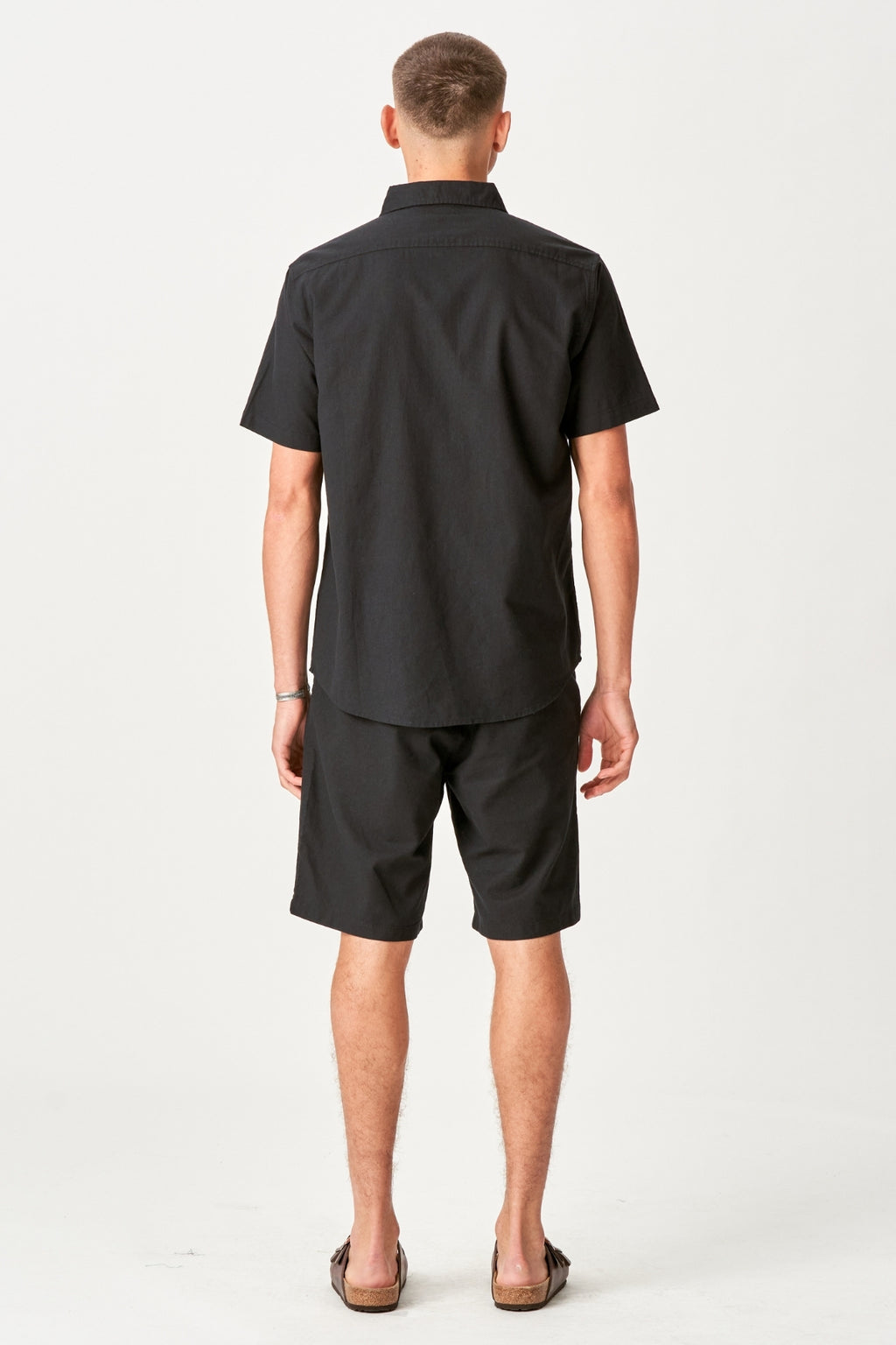 Linen Set Short-Sleeved Shirt + Linen Shorts – Black (Package Deal)