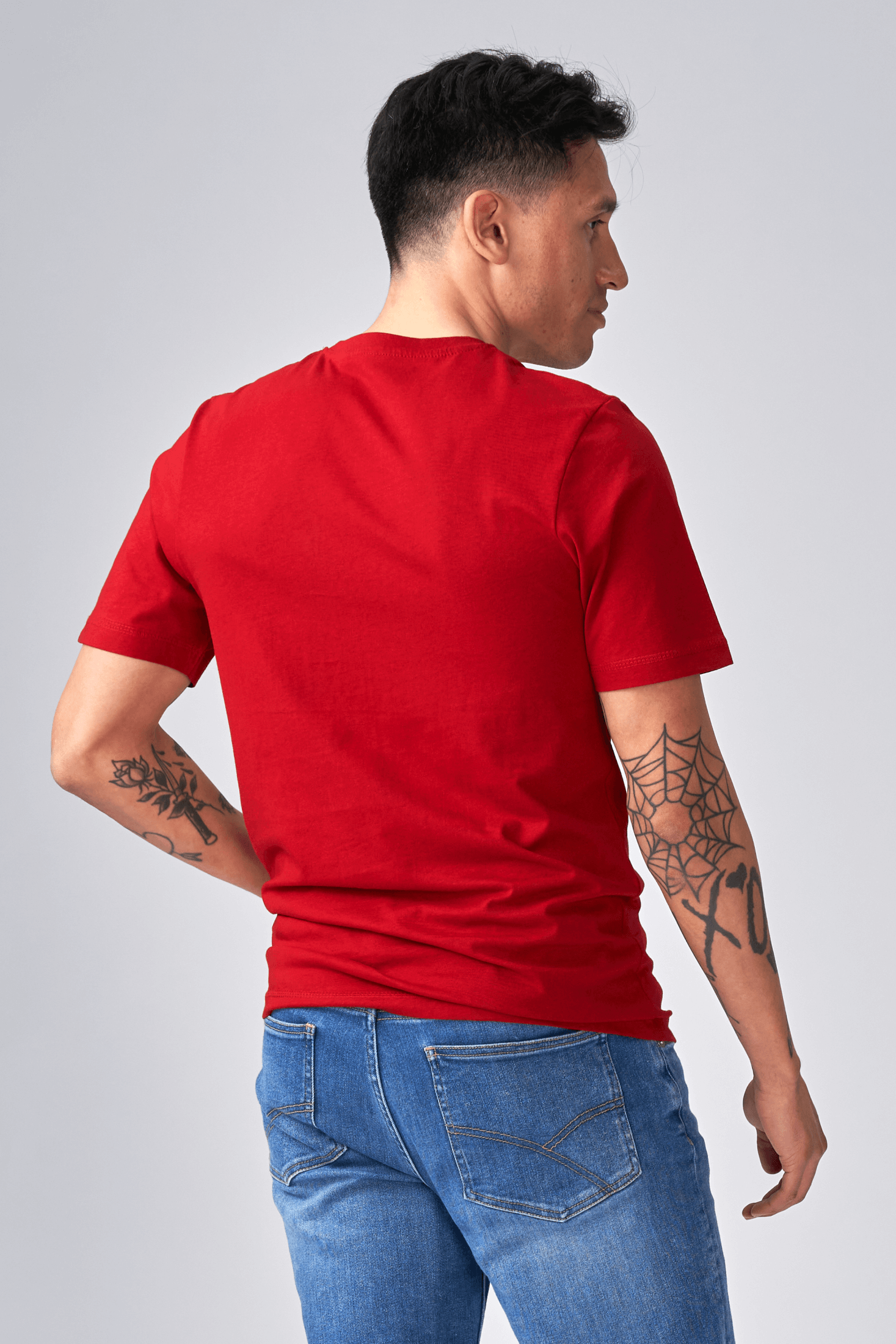 red t shirt dress men Men's Slim Fit Solid Color Dress Shirt (Red) Red / Medium/15-15.5 Neck/34-35 Sleeve