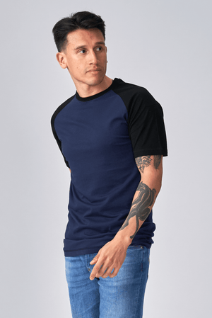 Basic T-Léine Raglan-Black-Navy