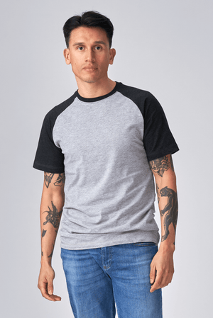 Basic raglan T-shirt - Black-Light Gray