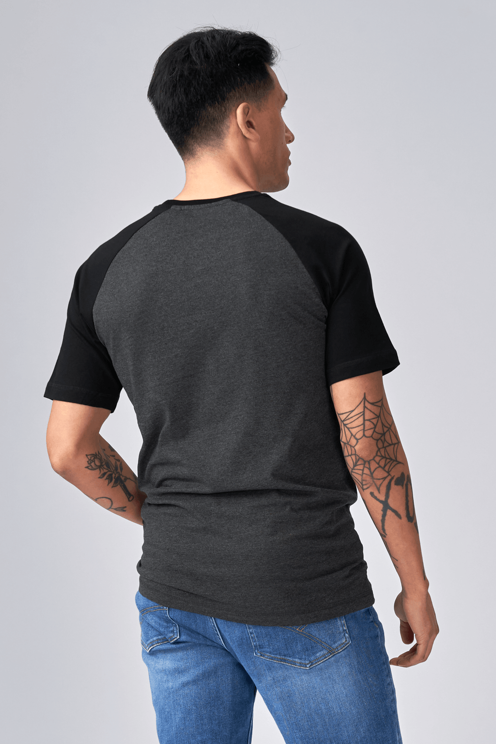 Basic raglan T-shirt - Black-Dark Gray