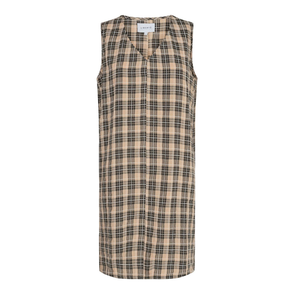 Dana V-Neck Dress - Black Sand Checkered