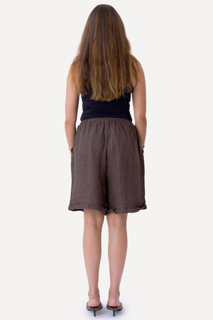 Linen Shorts - Brown