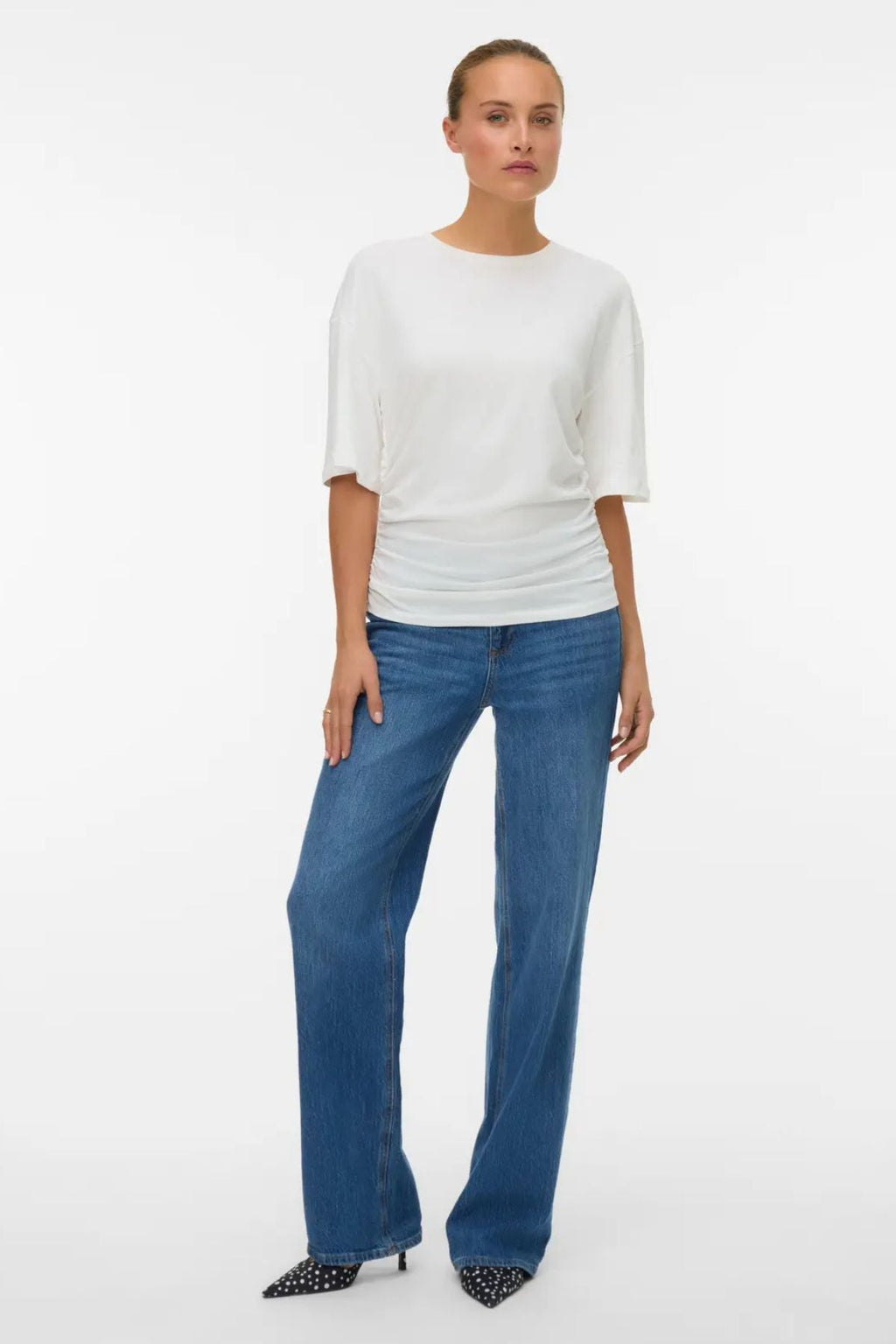 Navaro 2/4 O-Neck Top - Snow White