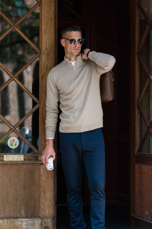 Pulóver so zipsom - pieskový