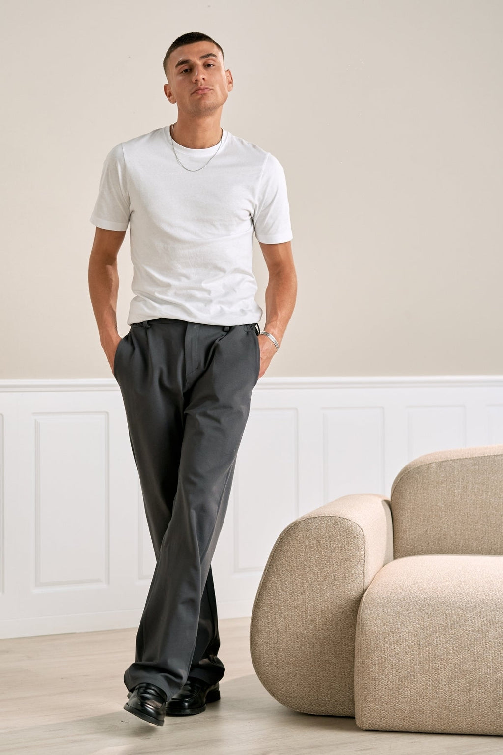 dress pants men loose ASOS DESIGN loose leg pleat front suit pants in black