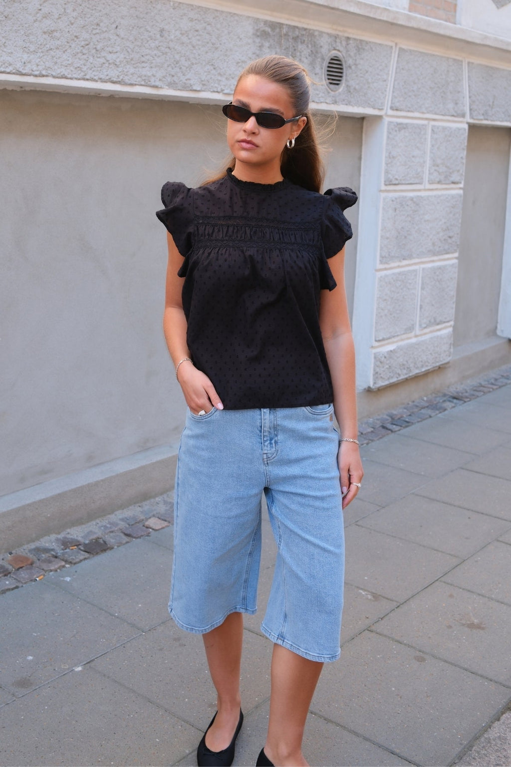 Kath Long Denim Shorts - Light Blue Denim