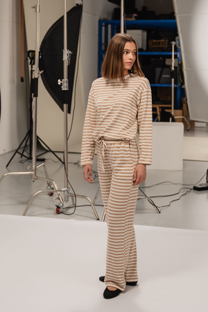 Stripped Pants - Beige
