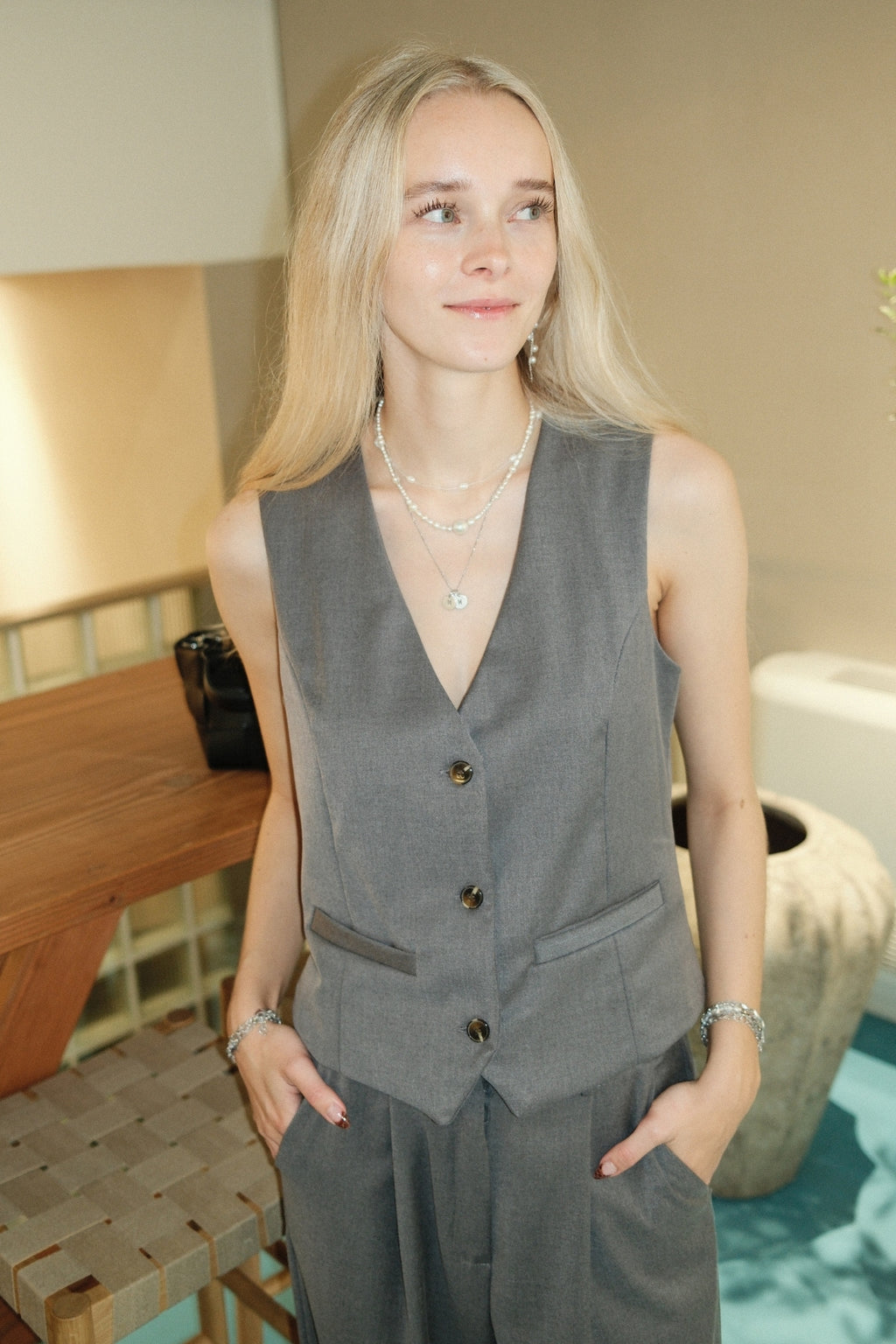 Vest nadia agus pants (Liath dorcha) - déileáil an phacáiste