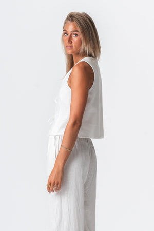 Linen Vest - Off White