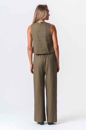 Linen Vest - Green