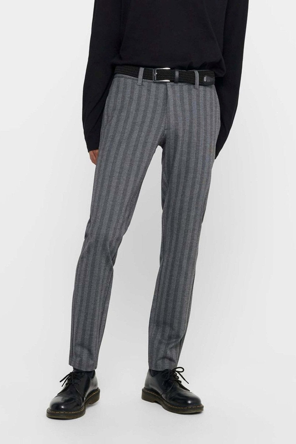 Mark Pants Stripy - Light gray